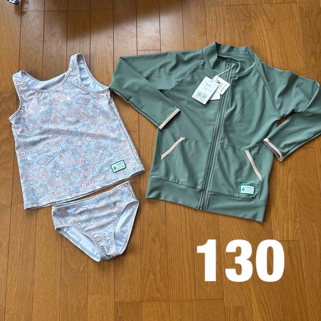 WOODS 水陸両用無地ラッシュガード+ペンドルトンプリント水着セット キッズ/ベビー/マタニティのキッズ服女の子用(90cm~)(水着)の商品写真
