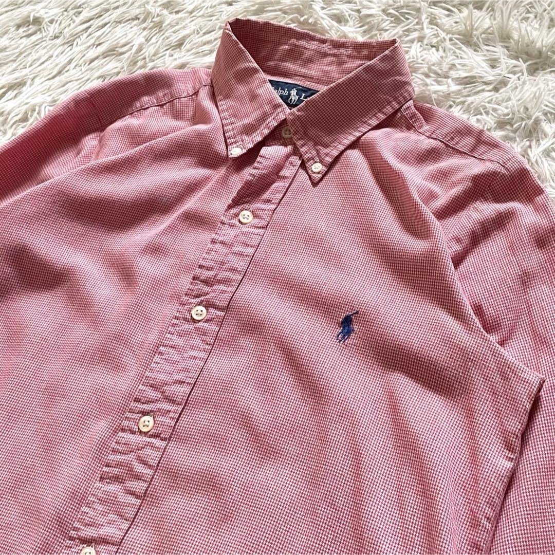 Ralph Lauren(ラルフローレン)のRalph Lauren コットンシャツ BLAKE 90s 千鳥柄 L レディースのトップス(シャツ/ブラウス(長袖/七分))の商品写真