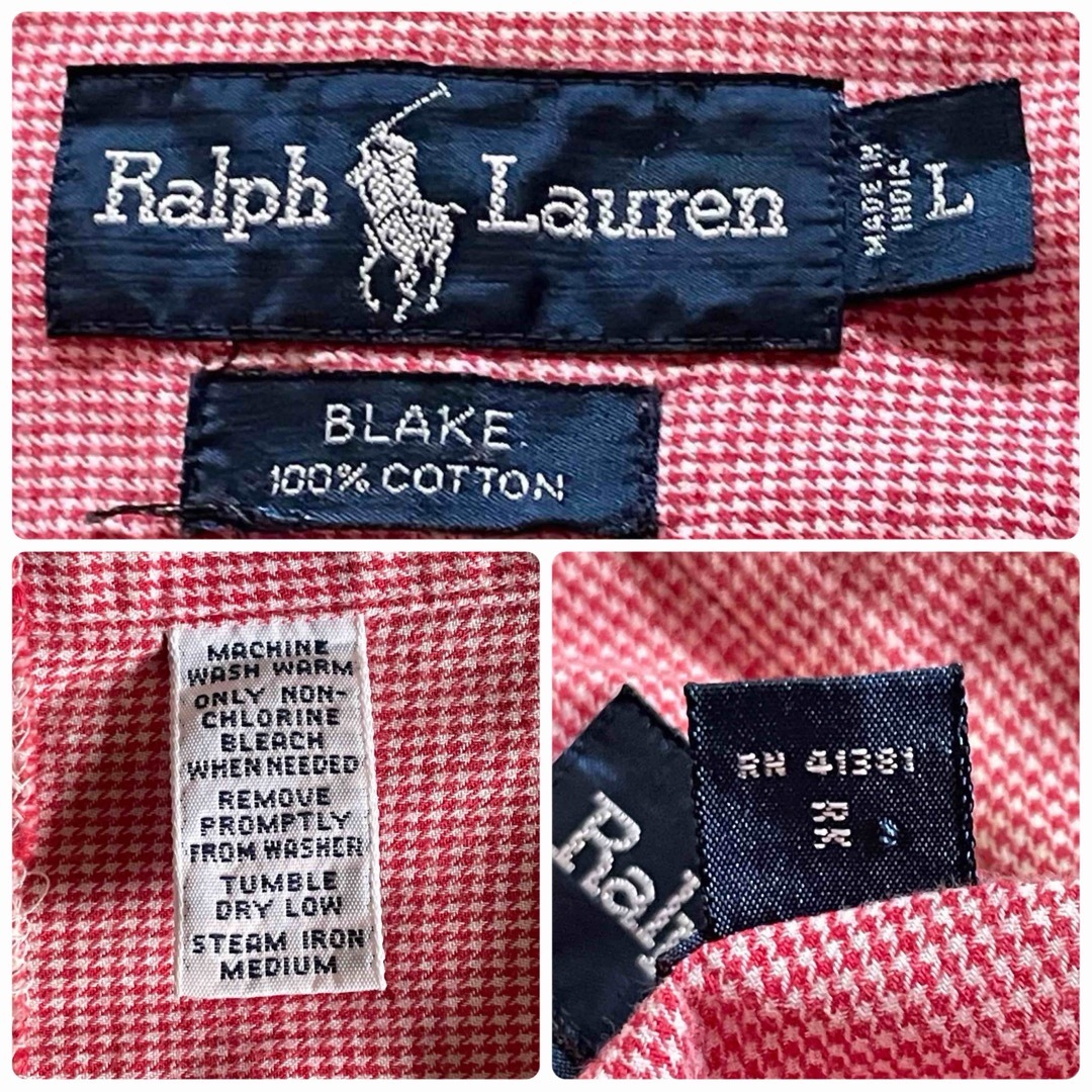 Ralph Lauren(ラルフローレン)のRalph Lauren コットンシャツ BLAKE 90s 千鳥柄 L レディースのトップス(シャツ/ブラウス(長袖/七分))の商品写真