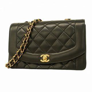 シャネル(CHANEL)の★SALE【5gb1107-h】シャネル ショルダーバッグ ダイアナ チェーンショルダー ラムスキン ブラック ゴールド金具【中古】レディース(ショルダーバッグ)