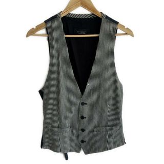 バーバリーブラックレーベル(BURBERRY BLACK LABEL)のBurberry Black Label(バーバリーブラックレーベル) ベスト サイズL メンズ美品  - 黒×白 ストライプ(ベスト)