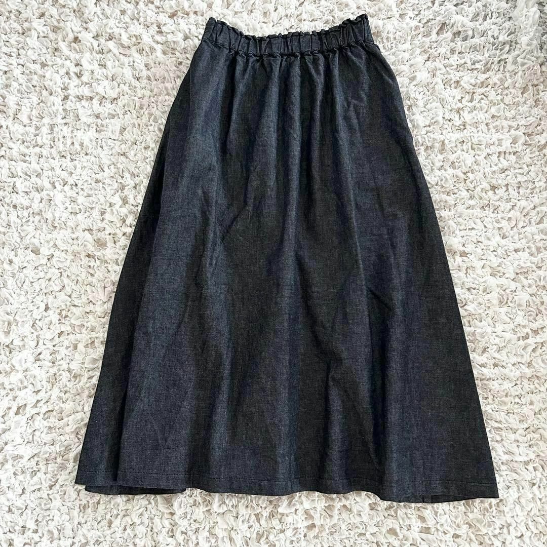 SETTO(セット)の美品　SETTO セット　ギャザー デニムロングスカート 日本製 レディースのスカート(ロングスカート)の商品写真