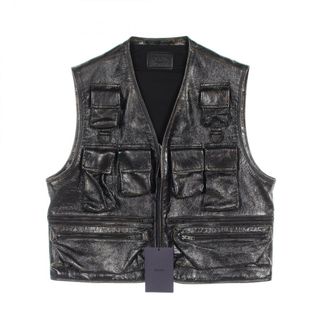 プラダ(PRADA)のプラダ PRADA CARPA OLD ヴィンテージ加工 レザージレ ベスト 衣料品 トップス ゴートスキン（山羊革） メンズ ブラック系 UPT121 【中古】(ベスト)