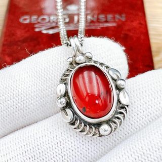 ジョージジェンセン(Georg Jensen)の◇ジョージジェンセン◇ 1995年 イヤー ネックレス コハク 琥珀 アンバー(ネックレス)