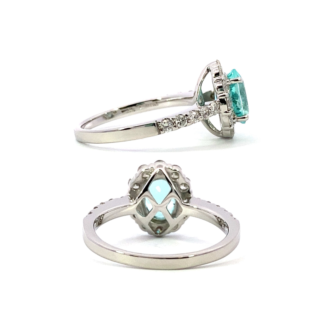 【JC6230】Pt900 天然パライバトルマリン ダイヤ リング レディースのアクセサリー(リング(指輪))の商品写真