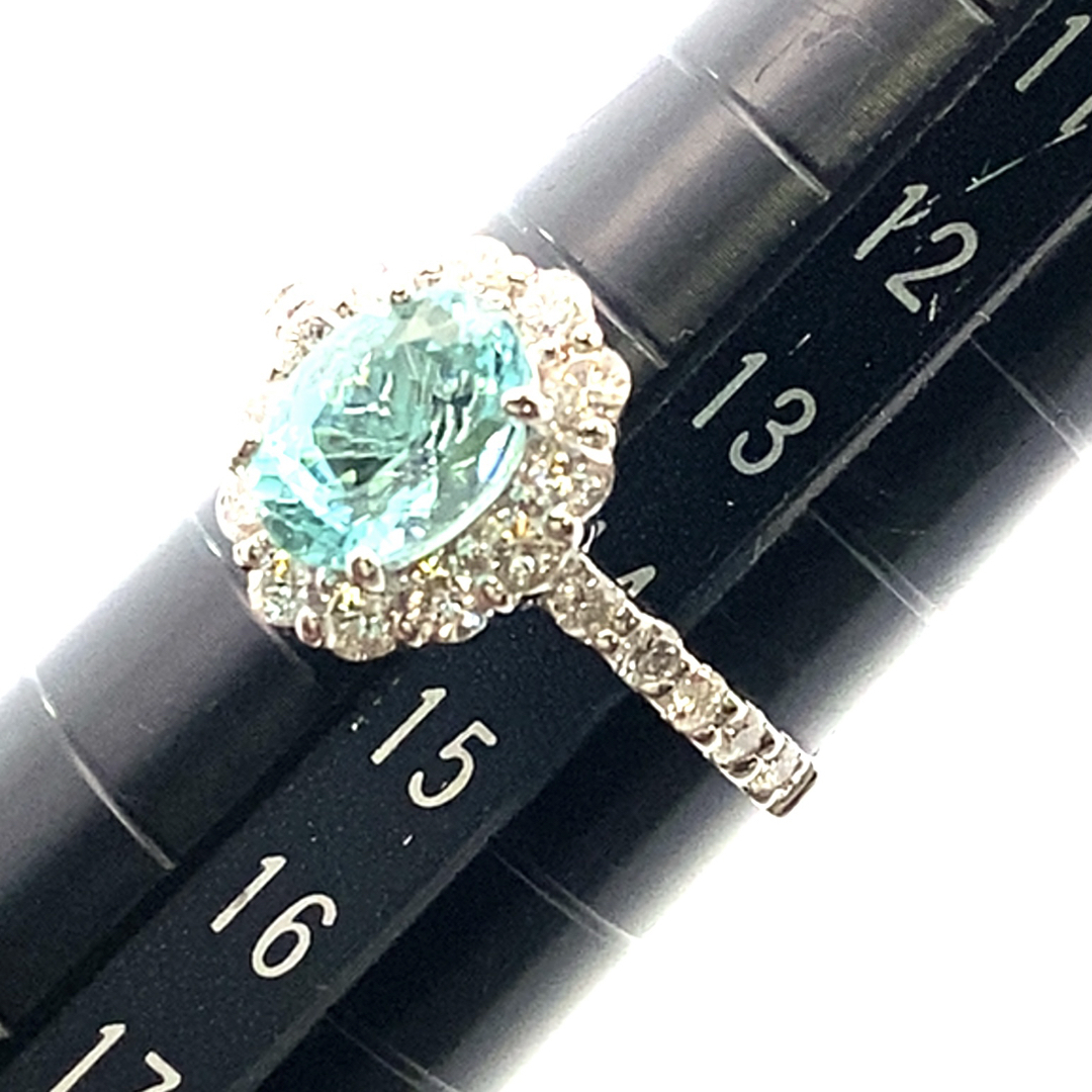 【JC6230】Pt900 天然パライバトルマリン ダイヤ リング レディースのアクセサリー(リング(指輪))の商品写真
