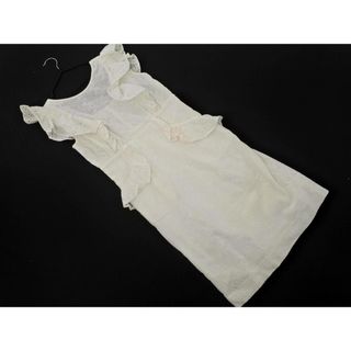 ミーアンドミークチュール(me & me couture)のme&me couture ミーアンドミークチュール カットワーク フリル Iライン ワンピース size0/白 ■◆ レディース(ミニワンピース)