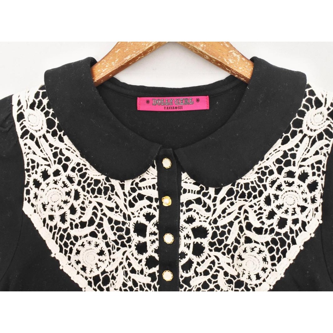 ANNA SUI(アナスイ)のANNA SUI アナスイ DOLLY GIRL レース ポロ シャツ ワンピース size2/黒 ■◆ レディース レディースのワンピース(ミニワンピース)の商品写真