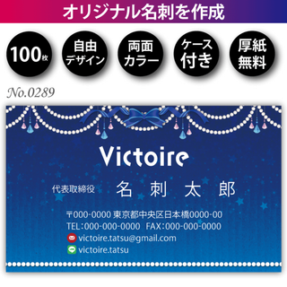 名刺作成 名刺印刷 100枚 両面 フルカラー 紙ケース付 No.0289