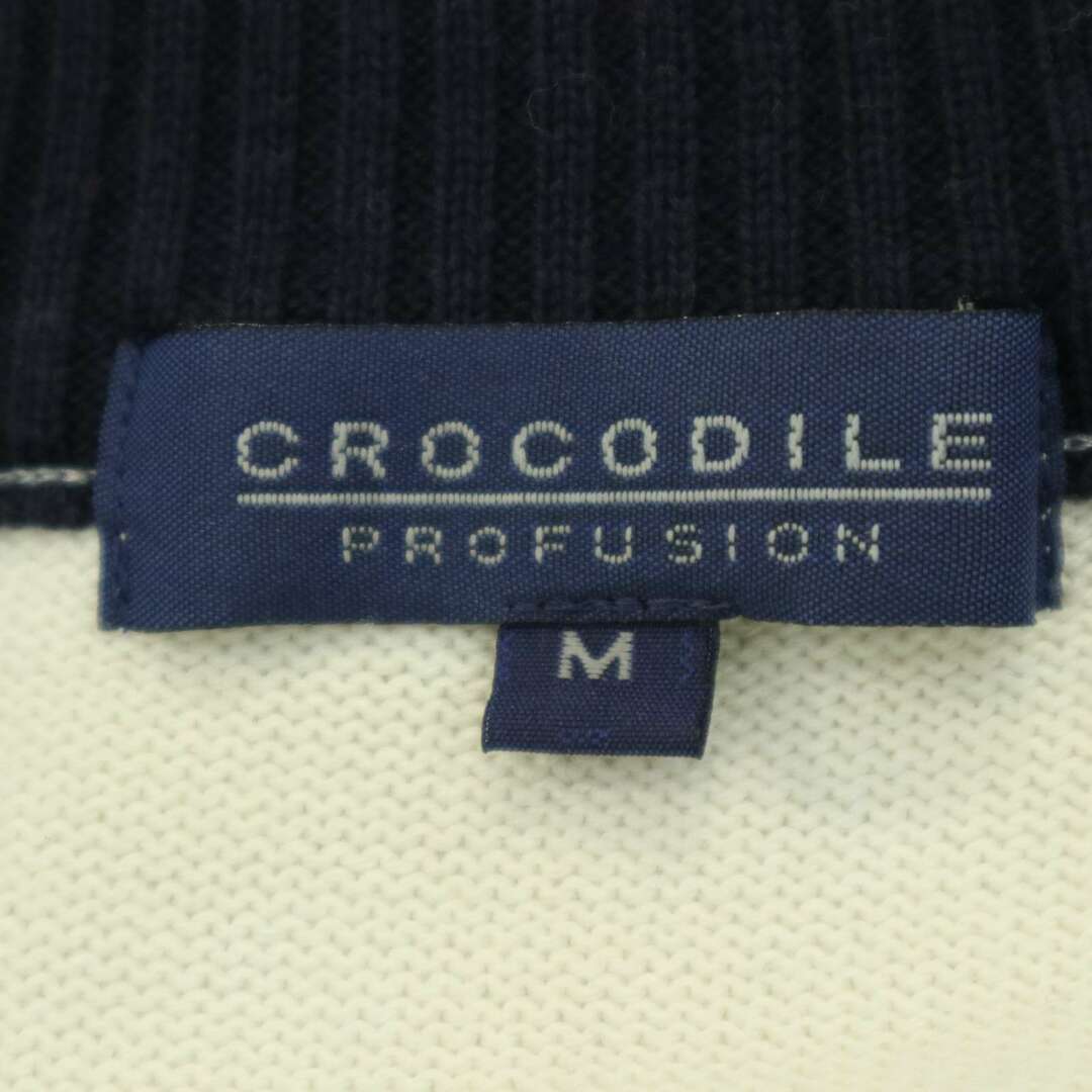Crocodile(クロコダイル)の【新品 未使用】 CROCODILE クロコダイル 秋冬 ニット★ マルチカラー切り替え ベスト Sz.M メンズ 白 日本製 メンズのトップス(ベスト)の商品写真