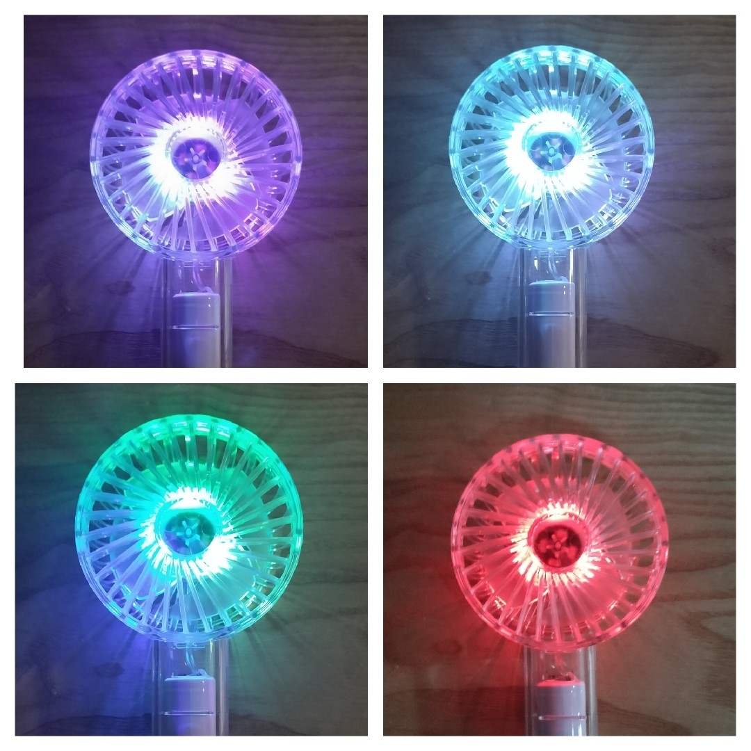ライフオンプロダクツ　ハンディファン　LEDライト付 クリア スマホ/家電/カメラの冷暖房/空調(扇風機)の商品写真