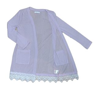 CECIL McBEE - CECIL McBEE 長袖 ロング カーディガン　裾 レース ラベンダーピンク