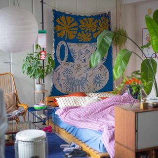 ジャーナルスタンダードファニチャー(journal standard Furniture)のPeel Forest 北欧 アート ブルー ブランケット マルチクロス 毛布(毛布)