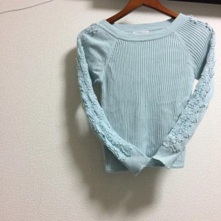 フェルゥ(Feroux)のフェルゥ♡春ニット リブニット♡お花レース(カットソー(長袖/七分))