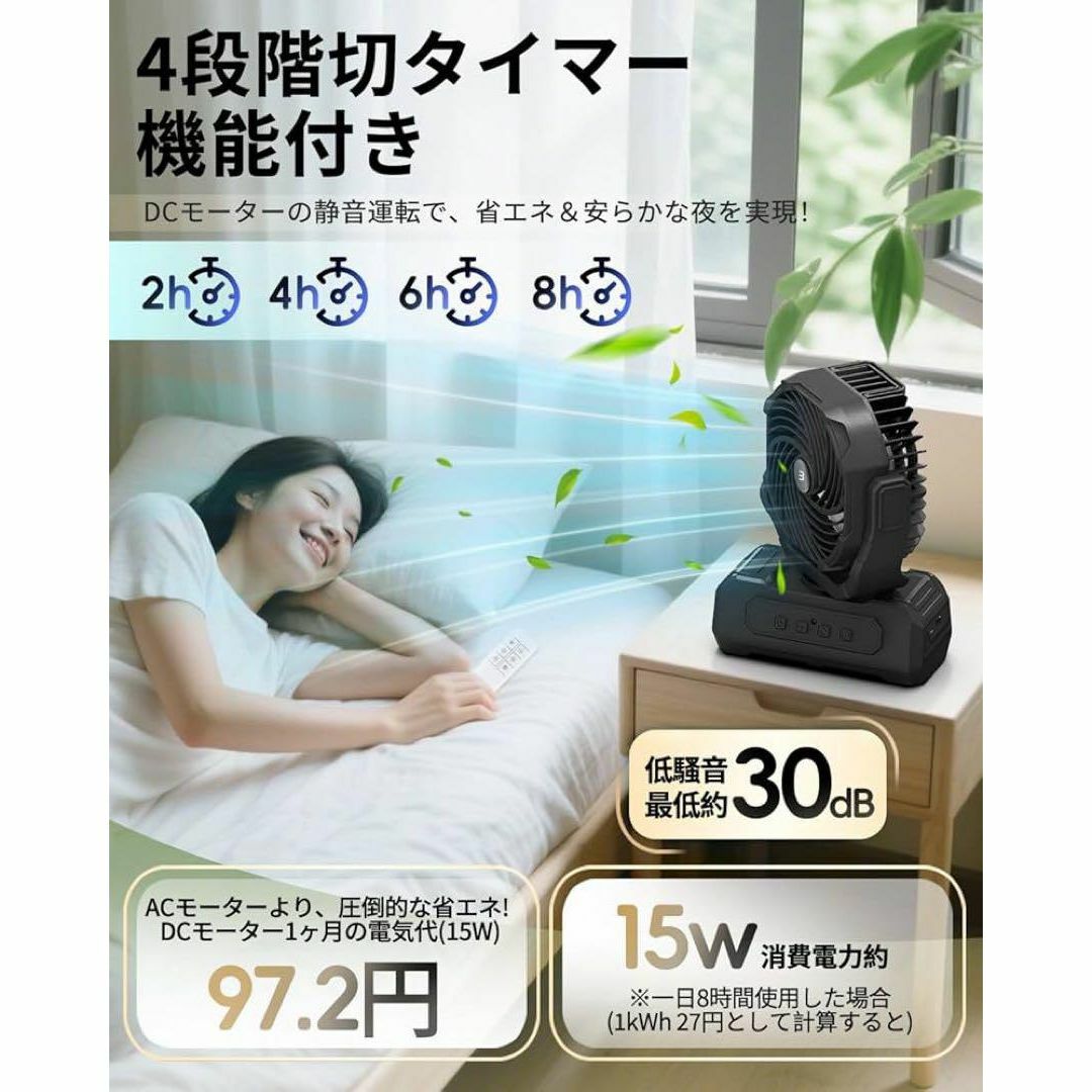 キャンプ扇風機 2000 卓上 吊り下げ LED コードレス 首振りdcモーター メンズのジャケット/アウター(ノーカラージャケット)の商品写真