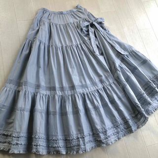 カネコイサオ(KANEKO ISAO)のカネコイサオ 綿ローン ピンタック ピコフリル たくし上げ スカート(ロングスカート)