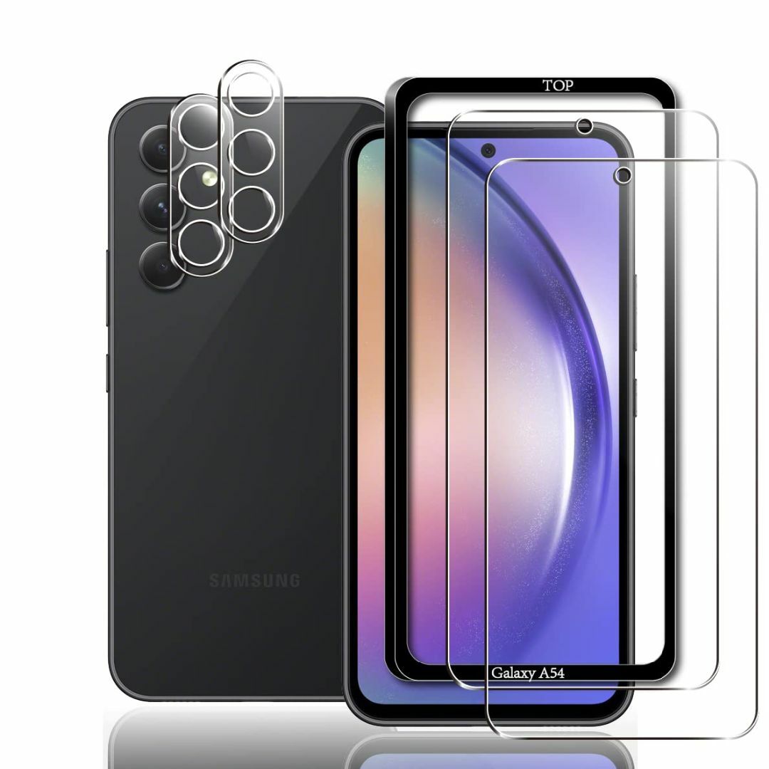対応 Galaxy A54 5G 用 ガラスフィルム + カメラフィルム+ ガイ スマホ/家電/カメラのスマホアクセサリー(その他)の商品写真