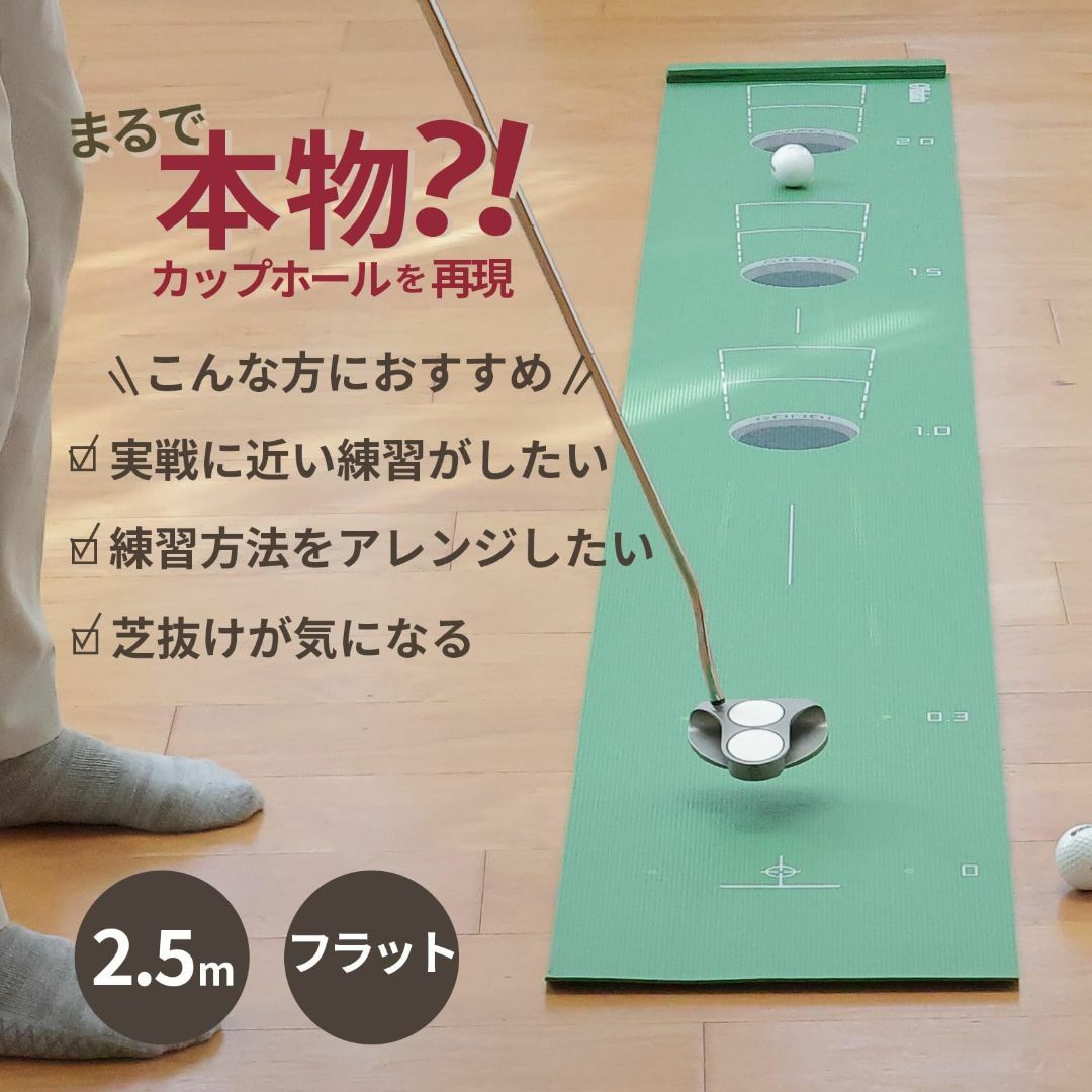 Tabata(タバタ) ゴルフ パターマット 2.5ｍ フラット ホールカップを スポーツ/アウトドアのゴルフ(その他)の商品写真