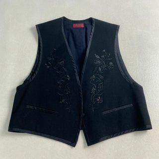 ケンゾー(KENZO)のケンゾー　ベスト　花柄刺しゅう 刺しゅう入り ブラック KENZO M・L相当(ベスト/ジレ)
