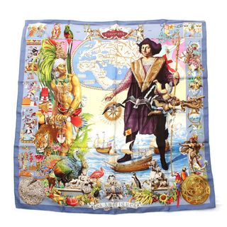 エルメス(HERMES)のエルメス シルク カレ90 LES AMERIQUES アメリカ大陸 コロンブス スカーフ マルチカラー【中古】(スカーフ)