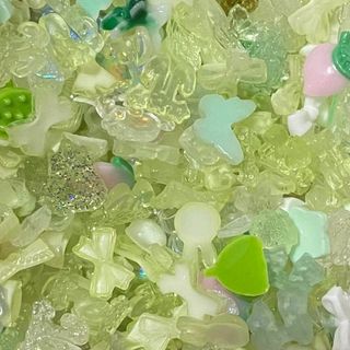 グリーン系 MIX ネイルパーツ まとめ売り お買い得 デコレーション(デコパーツ)