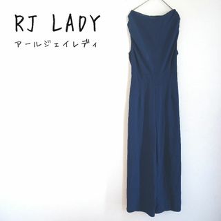 【RJ LADY】ノースリーブオールインワン 薄地 ウエスト後ろゴム ネイビー(オールインワン)