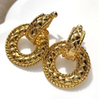 ゴールドキルティングヴィンテージイヤリング