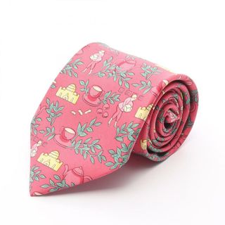 エルメス(HERMES)のエルメス HERMES ネクタイ 衣料品 シルク シルク メンズ ピンク系 / グリーン系 / イエロー系 【中古】(ネクタイ)