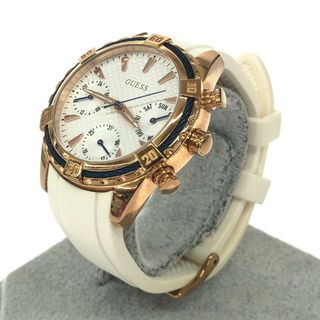 ゲス(GUESS)のGUESS ゲス  腕時計  W0562L1 ローズゴールド×ホワイト SS×シリコン レディース クロノグラフ　240001150052(腕時計)