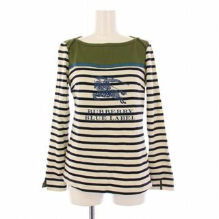 バーバリーブルーレーベル(BURBERRY BLUE LABEL)のバーバリーブルーレーベル カットソー 長袖 ボーダー柄 アイボリー カーキ(カットソー(長袖/七分))