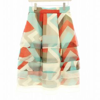 アドーア(ADORE)のアドーア 23SS ティアードグラデーションスカート フレア ミモレ 総柄 38(ロングスカート)