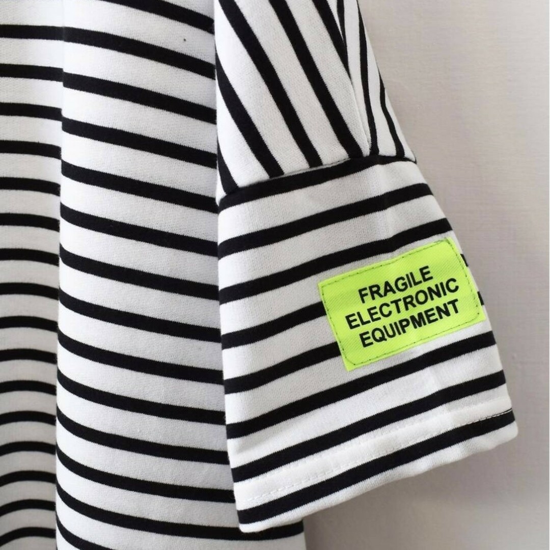 レディース tシャツ ボーダー ドロップショルダー ビッグシルエット 半袖 レディースのトップス(Tシャツ(半袖/袖なし))の商品写真