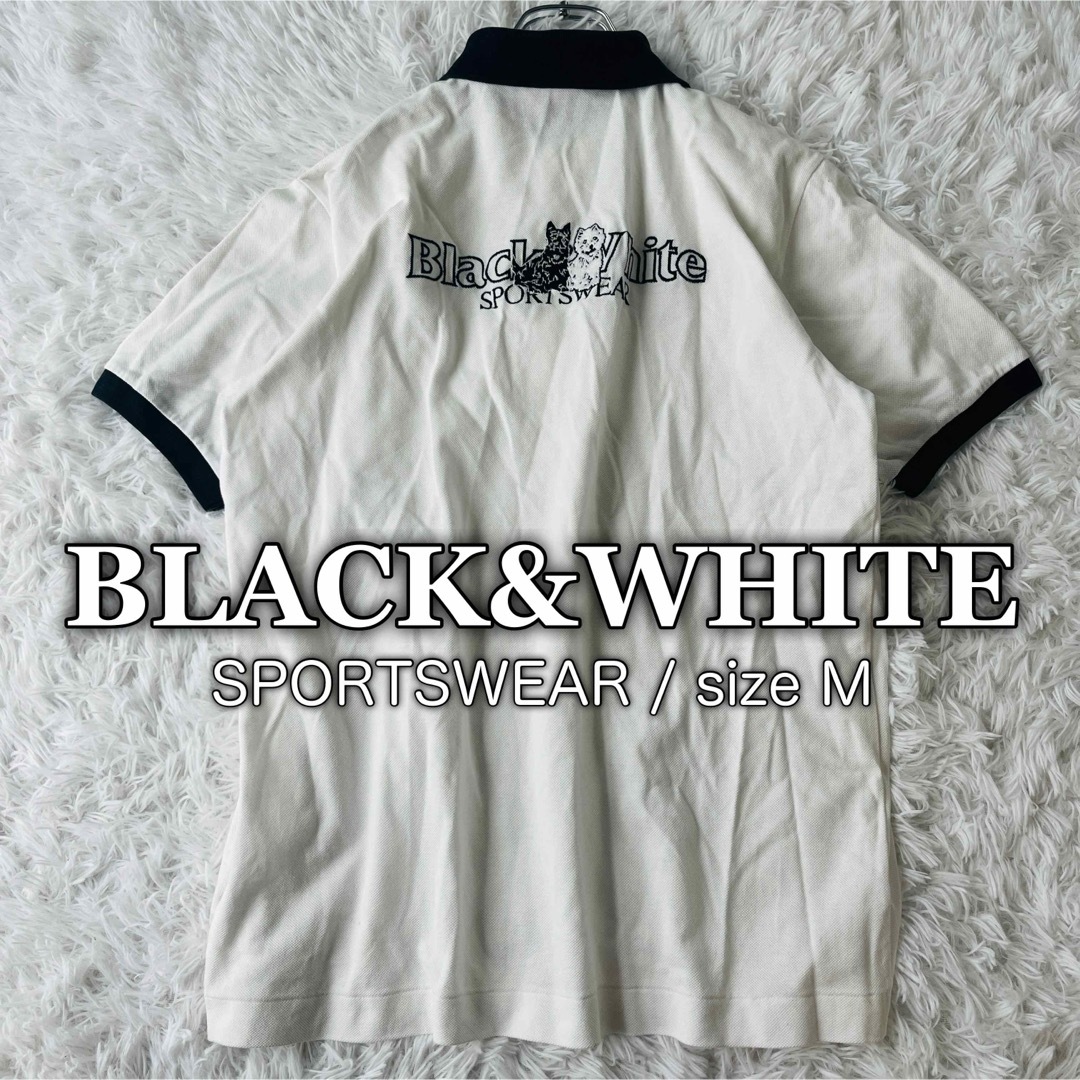 black&whiteゴルフウェア　オレンジ色 ノースリーブベスト 犬刺繍 black&whiteゴルフウェア オレンジ色 ノースリーブベスト 犬刺繍