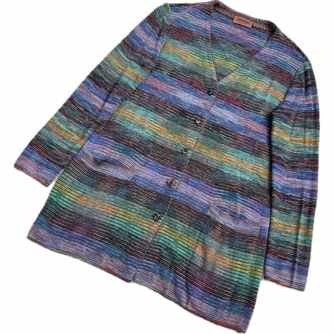 MISSONI(ミッソーニ)の｛美品】ミッソーニ　カーディガン　サマーニット　ストレッチ　マルチカラー　L相当 レディースのトップス(カーディガン)の商品写真
