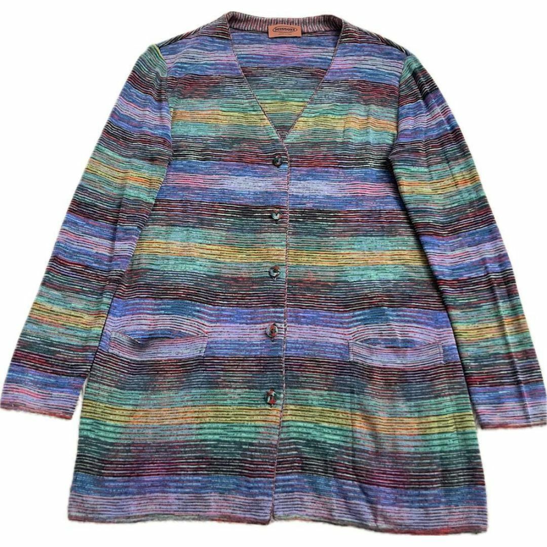 MISSONI(ミッソーニ)の｛美品】ミッソーニ　カーディガン　サマーニット　ストレッチ　マルチカラー　L相当 レディースのトップス(カーディガン)の商品写真