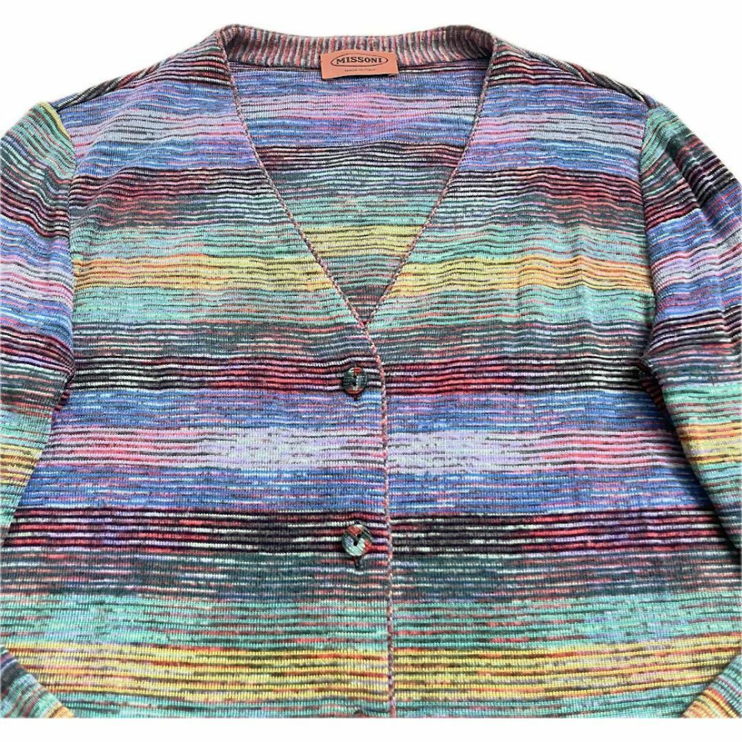 MISSONI(ミッソーニ)の｛美品】ミッソーニ　カーディガン　サマーニット　ストレッチ　マルチカラー　L相当 レディースのトップス(カーディガン)の商品写真
