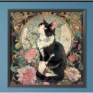 【新品】素敵なハチワレ猫ダイヤモンドアート