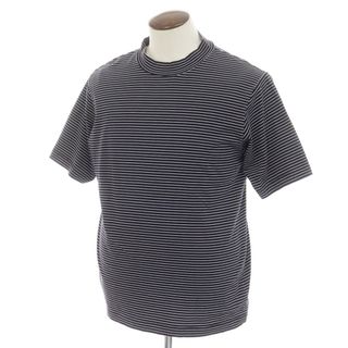【中古】ナノユニバース nano universe コットン ボーダー モックネック 半袖Ｔシャツ ネイビーxホワイト【サイズL】【メンズ】(Tシャツ/カットソー(半袖/袖なし))
