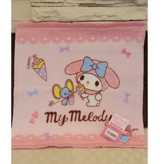 サンリオ(サンリオ)の【新品未使用品】サンリオ　マイメロディ　ウォッシュタオル　タオル　ハンカチ(キャラクターグッズ)