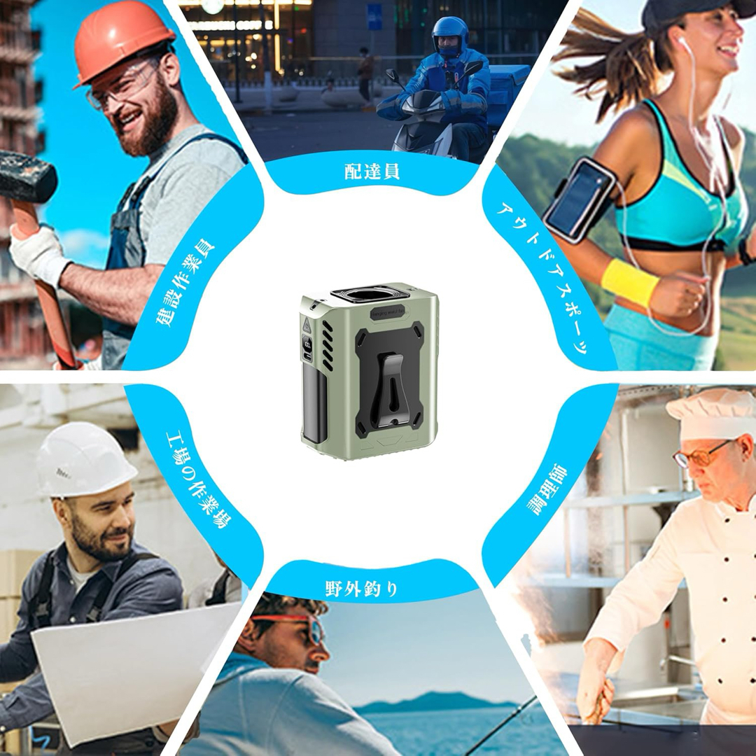 ベルトファン 腰掛け扇風機 強力 携帯扇風機 首掛け/腰掛け/卓上 スマホ/家電/カメラの冷暖房/空調(扇風機)の商品写真