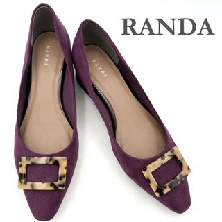 RANDA パンプス スエード スクエアパーツ パープル 469T