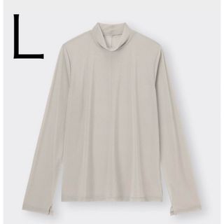 ジーユー(GU)のGU ジーユー　シアーハイネックT(長袖) グレー　L(Tシャツ(長袖/七分))