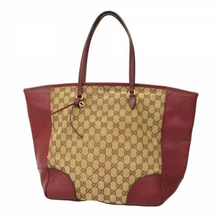 グッチ(GUCCI)の★SALE【5gb1732-h】グッチ トートバッグ GGキャンバス 323671 キャンバス ベージュ ボルドー ゴールド金具【中古】レディース(トートバッグ)
