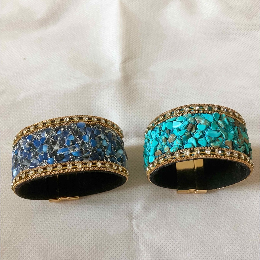 トルコ石、ラピスラズリバングル レディースのアクセサリー(ブレスレット/バングル)の商品写真