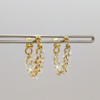 チェコビーズ フープピアス クリア GD(ピアス)