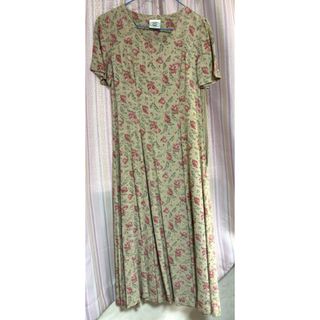 LAURA ASHLEY ローラアシュレイ ワンピース 花柄 ベージュ 7号 S