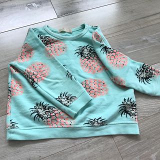 ザラキッズ(ZARA KIDS)のZARAキッズ パイナップル柄 エメラルドグリーン トレーナー 116cm(Tシャツ/カットソー)