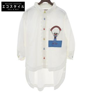 アルベロベロ 美品 豚さん ブタさん フリルデザイン シャツ トップス レディース ホワイト ―(タイツ/ストッキング)