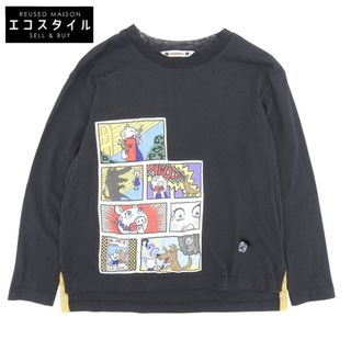 アルベロベロ コットン コミック柄 長袖 Tシャツ トップス レディース ブラック ―(タイツ/ストッキング)