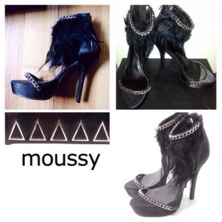 マウジー(moussy)のmoussyシルクフェザーパーティヒール(ハイヒール/パンプス)